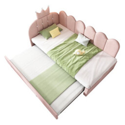 Matteo Upholstered Daybed With Pull-Out Trundle Bed - Velvet Pink - thumbnail 7
