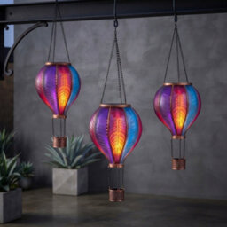 Pluto Packaging Large Aurora Flaming Balloon Solar Garden Light Hot Air Balloon Hanging Lantern - thumbnail 1