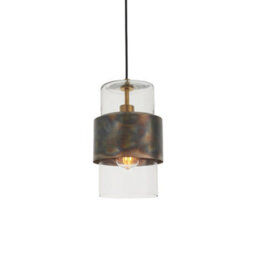 Luminosa Lighting Luminosa Palermo Pendant Ceiling Light Bronze Patina Plate & Clear Glass