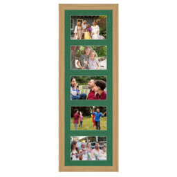 AK Frames 26X8 Light Oak Modern Multi Photo Frame With Emerald Mount - Holds 5 Apertures (5X) 6X4 Photos - thumbnail 1