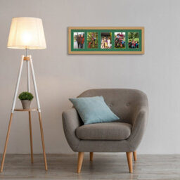 AK Frames 26X8 Light Oak Modern Multi Photo Frame With Emerald Mount - Holds 5 Apertures (5X) 6X4 Photos - thumbnail 3
