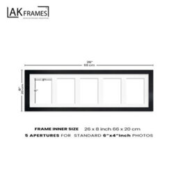 AK Frames 26X8 Light Oak Modern Multi Photo Frame With Emerald Mount - Holds 5 Apertures (5X) 6X4 Photos - thumbnail 4