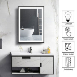 Living And Home Anti Fog Led Illuminated Touch Sensor Mirrored Bathroom Cabinet With Shaver Socket W 500mm X H 700 mm - thumbnail 1