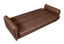 Mattress Guru Zinc 3 Seater Faux Leather Sofa Bed With Hidden Storage In Brown - thumbnail 3