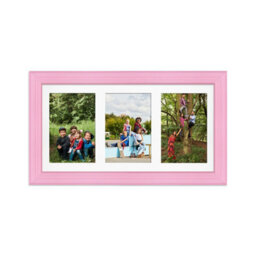 AK Frames 40X20Cm Pastel Pink Classic Multi Photo Frame With White Mount - Holds 3 Apertures (3X) 6X4 Photos - thumbnail 1