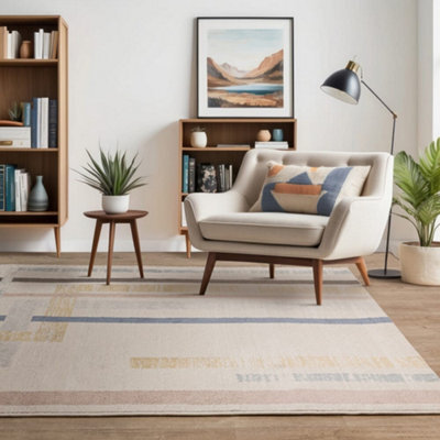 The Rug Edit Viva Geometric Grid Multi Colour Living Room Rug - 80X140Cm - image 1
