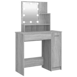 Vidaxl Dressing Table With Led Grey Sonoma 86.5X35X136 Cm - thumbnail 2