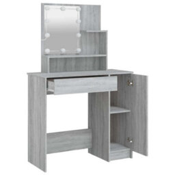 Vidaxl Dressing Table With Led Grey Sonoma 86.5X35X136 Cm - thumbnail 4