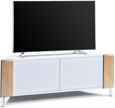 "Mda Designs Corvus Corner-Friendly White Oak Cabinet With Beamthru Doors For Flat Screen Tvs Up To 50""" - image 1