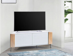 "Mda Designs Corvus Corner-Friendly White Oak Cabinet With Beamthru Doors For Flat Screen Tvs Up To 50""" - thumbnail 2