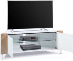 "Mda Designs Corvus Corner-Friendly White Oak Cabinet With Beamthru Doors For Flat Screen Tvs Up To 50""" - thumbnail 4