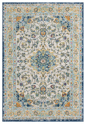 San Marino Living Room Area Rug - Low Pile Medallion Floral Design Muti Coloured 120Cm X 170Cm - image 1