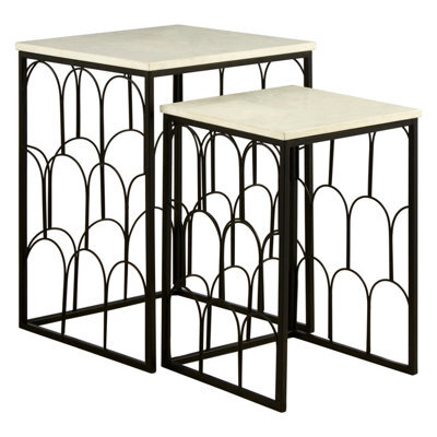 Orsina Templar Set Of 2 Marble Tops Side Tables - image 1