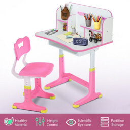 Kids Desk And Chair Set Height Adjustable Student Study Table And Chair Reading Set - thumbnail 4