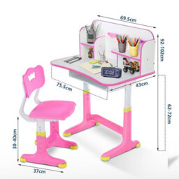 Kids Desk And Chair Set Height Adjustable Student Study Table And Chair Reading Set - thumbnail 3
