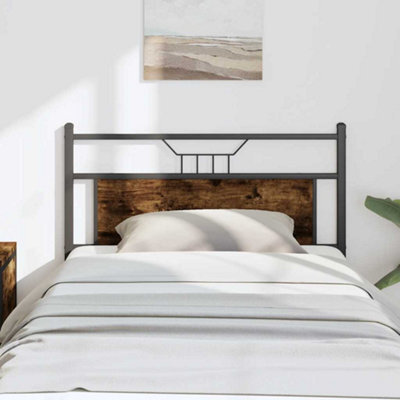 Berkfield Headboard Smoked Oak 107 Cm Engineered Wood And Steel - image 1