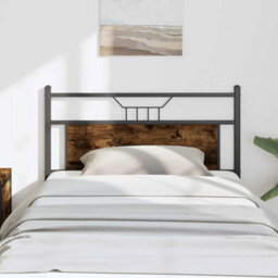 Berkfield Headboard Smoked Oak 107 Cm Engineered Wood And Steel - thumbnail 1