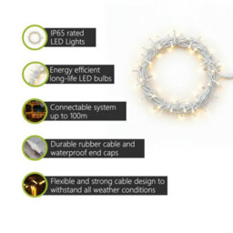Pegdev - Pdl Led String Lights Warm White, White Rubber Ip65 Connectable Outdoor Indoor Garden Patio Wedding Party 30M - thumbnail 2