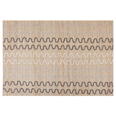 Beliani Beige Handwoven Jute Area Rug 140 X 200 Cm - Geometric Pattern Rustic Low-Pile - image 1