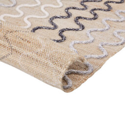 Beliani Beige Handwoven Jute Area Rug 140 X 200 Cm - Geometric Pattern Rustic Low-Pile - thumbnail 6