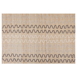 Beliani Beige Handwoven Jute Area Rug 140 X 200 Cm - Geometric Pattern Rustic Low-Pile - thumbnail 1