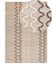 Beliani Beige Handwoven Jute Area Rug 140 X 200 Cm - Geometric Pattern Rustic Low-Pile - thumbnail 3