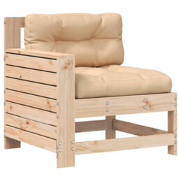 Berkfield Rustic Garden Armrest Sofa With Cushion Solid Wood Pine