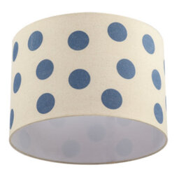 Happy Homewares Modern Dusty Amparo Blue Linen Fabric Polka Dot Design Drum Lamp Shade - thumbnail 4