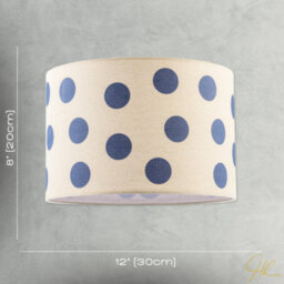 Happy Homewares Modern Dusty Amparo Blue Linen Fabric Polka Dot Design Drum Lamp Shade - thumbnail 7