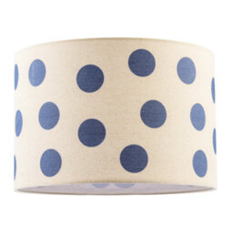 Happy Homewares Modern Dusty Amparo Blue Linen Fabric Polka Dot Design Drum Lamp Shade - thumbnail 1