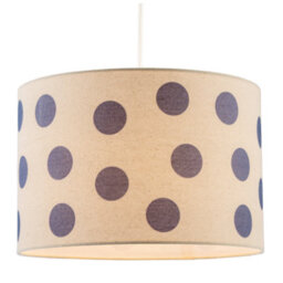Happy Homewares Modern Dusty Amparo Blue Linen Fabric Polka Dot Design Drum Lamp Shade - thumbnail 2