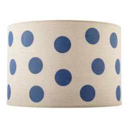 Happy Homewares Modern Dusty Amparo Blue Linen Fabric Polka Dot Design Drum Lamp Shade - thumbnail 3
