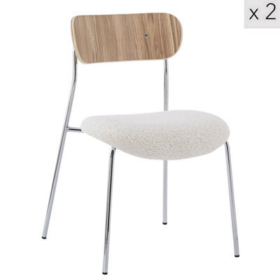 Nordlys Set Of 2 Metal And White Bouclé Dining Chairs Modern Design Style Dining Room - image 1