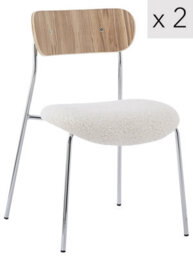 Nordlys Set Of 2 Metal And White Bouclé Dining Chairs Modern Design Style Dining Room - thumbnail 2