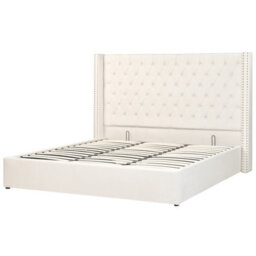 Beliani Ottoman Bed Velvet Lubbon 180 X 200 Cm (Eu Super King) Off-White - thumbnail 4