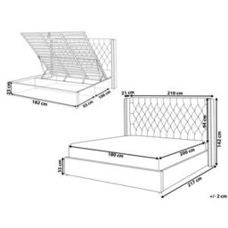 Beliani Ottoman Bed Velvet Lubbon 180 X 200 Cm (Eu Super King) Off-White - thumbnail 3