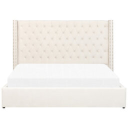 Beliani Ottoman Bed Velvet Lubbon 180 X 200 Cm (Eu Super King) Off-White - thumbnail 6