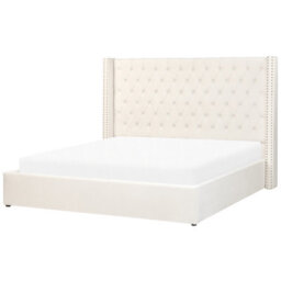 Beliani Ottoman Bed Velvet Lubbon 180 X 200 Cm (Eu Super King) Off-White - thumbnail 5