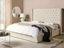 Beliani Ottoman Bed Velvet Lubbon 180 X 200 Cm (Eu Super King) Off-White - thumbnail 2