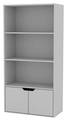 Urbn-Living Urbnliving 4 Tier White Wooden Bookcase With Grey Doors Storage Shelving Unit - image 1