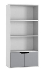 Urbn-Living Urbnliving 4 Tier White Wooden Bookcase With Grey Doors Storage Shelving Unit - thumbnail 3