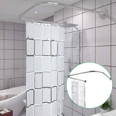 New Shower Curtain Rail Rod U Shape Curved Toilet Bathroom Pole Stainless Steel - image 1
