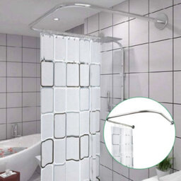 New Shower Curtain Rail Rod U Shape Curved Toilet Bathroom Pole Stainless Steel - thumbnail 1