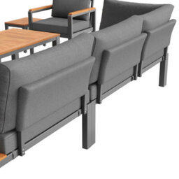Fenchilin Garden Modular Sofa Set Armchair Stool Lounger With Wooden Coffee Table & Side Table - thumbnail 9