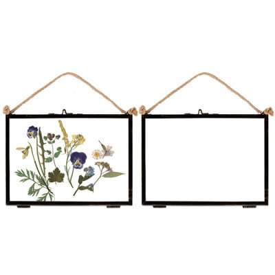 "Nicola Spring 2X Hanging Metal Photo Frames - 7"" X 5"" - Black - Picture Frame Wall Mounted Frame With Rope" - image 1
