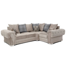 Furnishings For Less UK Milan 4 Seater L Shaped Corner Sofa Scatter Back Chesterfield Arms Mink Right Hand Facing - thumbnail 1