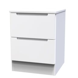Messina Ready Assembled Matt White No Effect 2 Drawer Bedside Chest (H)495mm (W)370mm (D)390mm - thumbnail 2