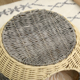 Pawhut Wicker Cat House, Rattan Raised Cat Bed With Soft Cushion, 40 X 30Cm - thumbnail 9