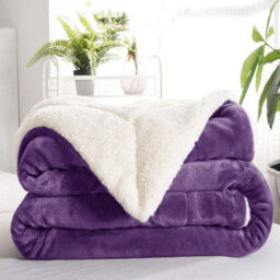 Ameha Sherpa Fleece Blanket For Bed, Sofa & Travel Soft Fluffy Thick & Reversible Throw Purple Single 130X150Cm - thumbnail 6