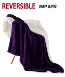 Ameha Sherpa Fleece Blanket For Bed, Sofa & Travel Soft Fluffy Thick & Reversible Throw Purple Single 130X150Cm